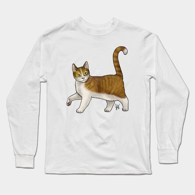 Cat - Cyprus Cat - White and Tabby Long Sleeve T-Shirt by Jen's Dogs Custom Gifts and Designs